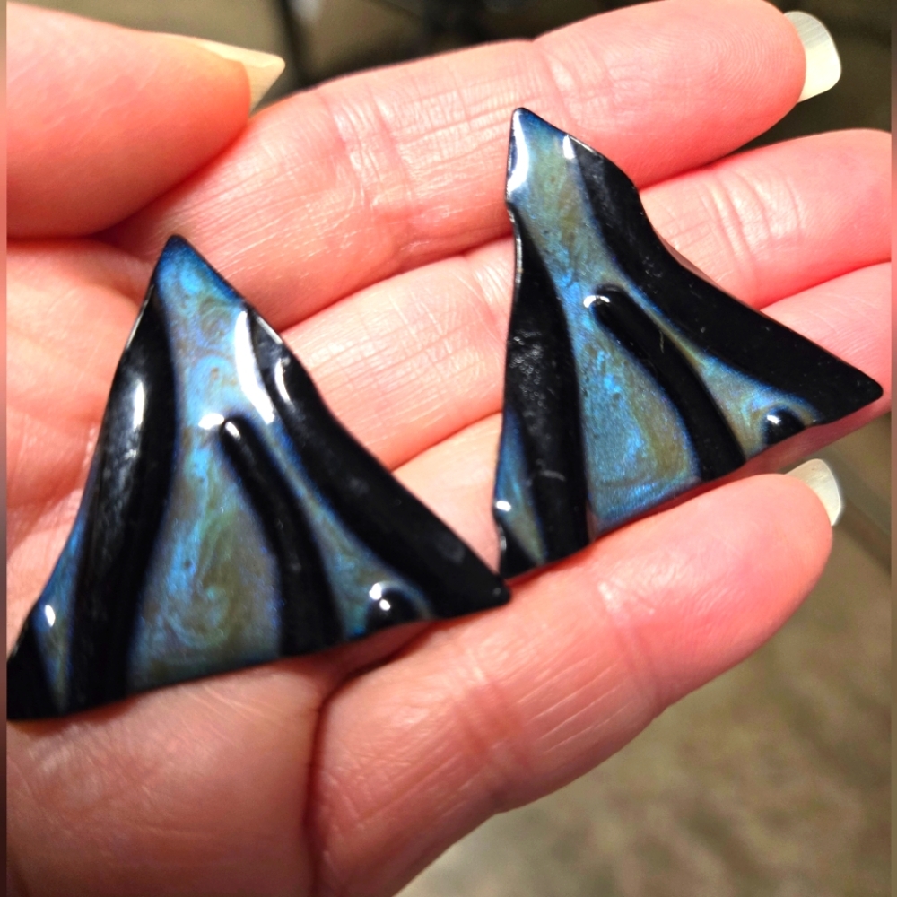 Vintage Enamel Triangle Earrings